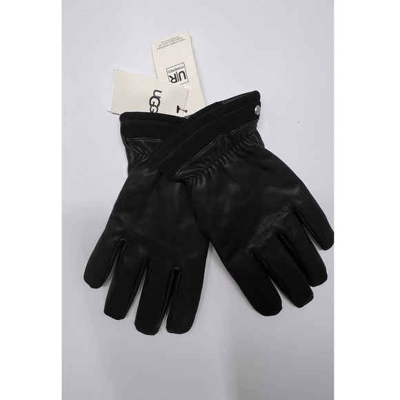 UGG Men’s Leather Touchscreen Gloves Black XL NWT - Picture 2 of 8